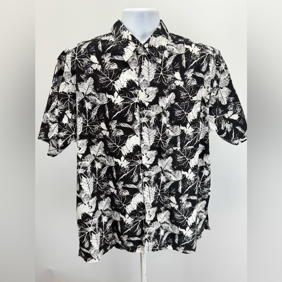 LUKA PANDORA Black and White leaf print Casual Button Down Shirt size L - Picture 8 of 12